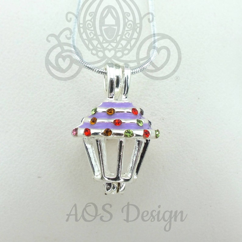 Purple Cupcake Pearl Cage Charm Cute Gift Idea for Her Birthday image 2