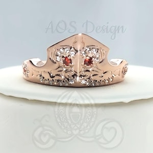 Rose Gold Sleeping Beauty Aurora Crown Ring - Perfect Promise or Engagement Ring