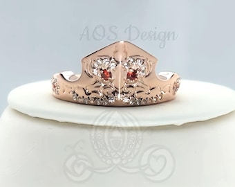 Rose Gold Aurora Crown Ring: Sterling Silver Sleeping Beauty Promise Ring