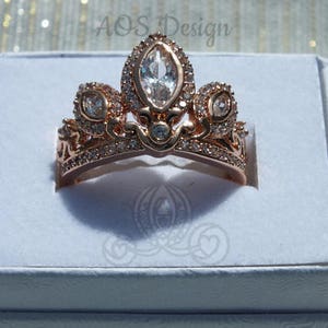 Tangled Rose Gold Ring Crown Cubic Zirconia Rose Gold Sterling Silver or Brass image 2