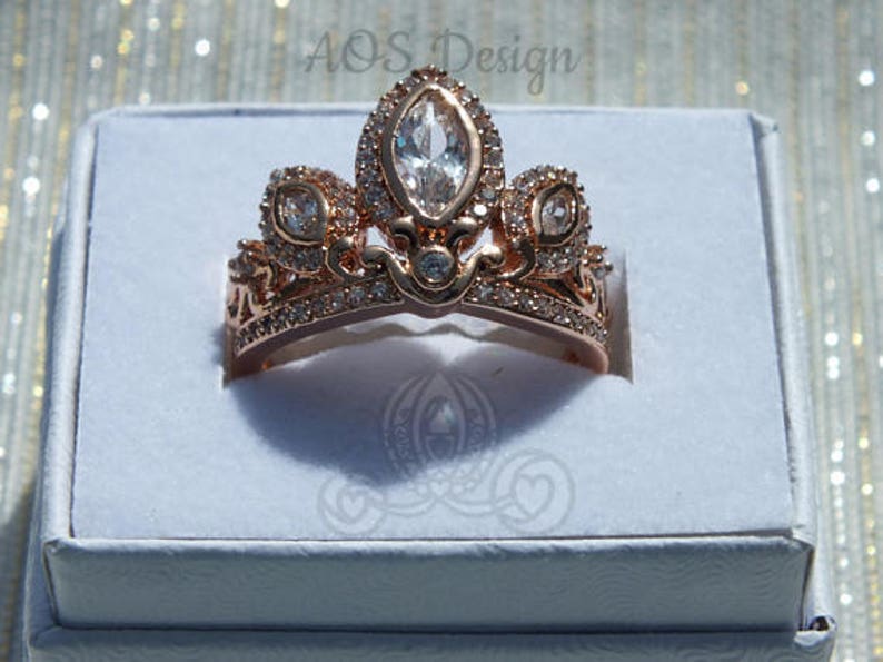 Tangled Rose Gold Ring Crown Cubic Zirconia Rose Gold Sterling Silver or Brass image 2