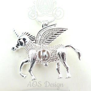 Unicorn Pegasus Pearl Cage Pendant Necklace Jewelry - Fantasy Necklace