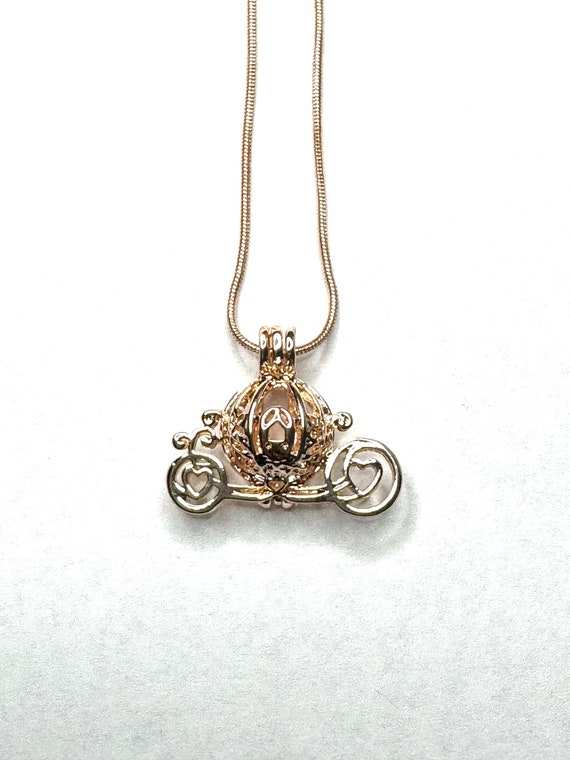 Rose Gold Cinderella Carriage Pearl Cage Necklace Magic Pumpkin Locket C1 Etsy Canada