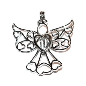 Angel Pearl Cage Charm Necklace. Hidden Hearts Necklace