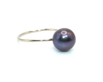 Tahitian Pearl Stackable Rings, Silver, Gold Or Rose Gold, Minimalist Rings, Handmade Gift For Her