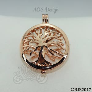 Family Tree Pearl Cage Necklace Rose Gold Plated Locket Charm Tree of Life Mother Bead Cage CHARM & NCKLCE