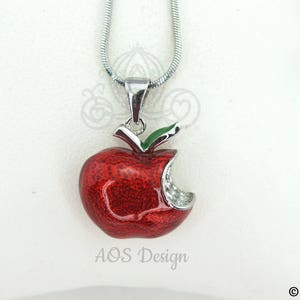 Sterling Silver Snow White Poison Apple Necklace For Cosplay or Handmade Gift image 3