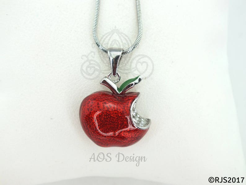 Sterling Silver Snow White Poison Apple Necklace For Cosplay or Handmade Gift image 3