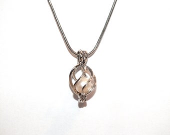 Basket Silver Plated Pearl Cage Pendant Necklace For Loose Pearls