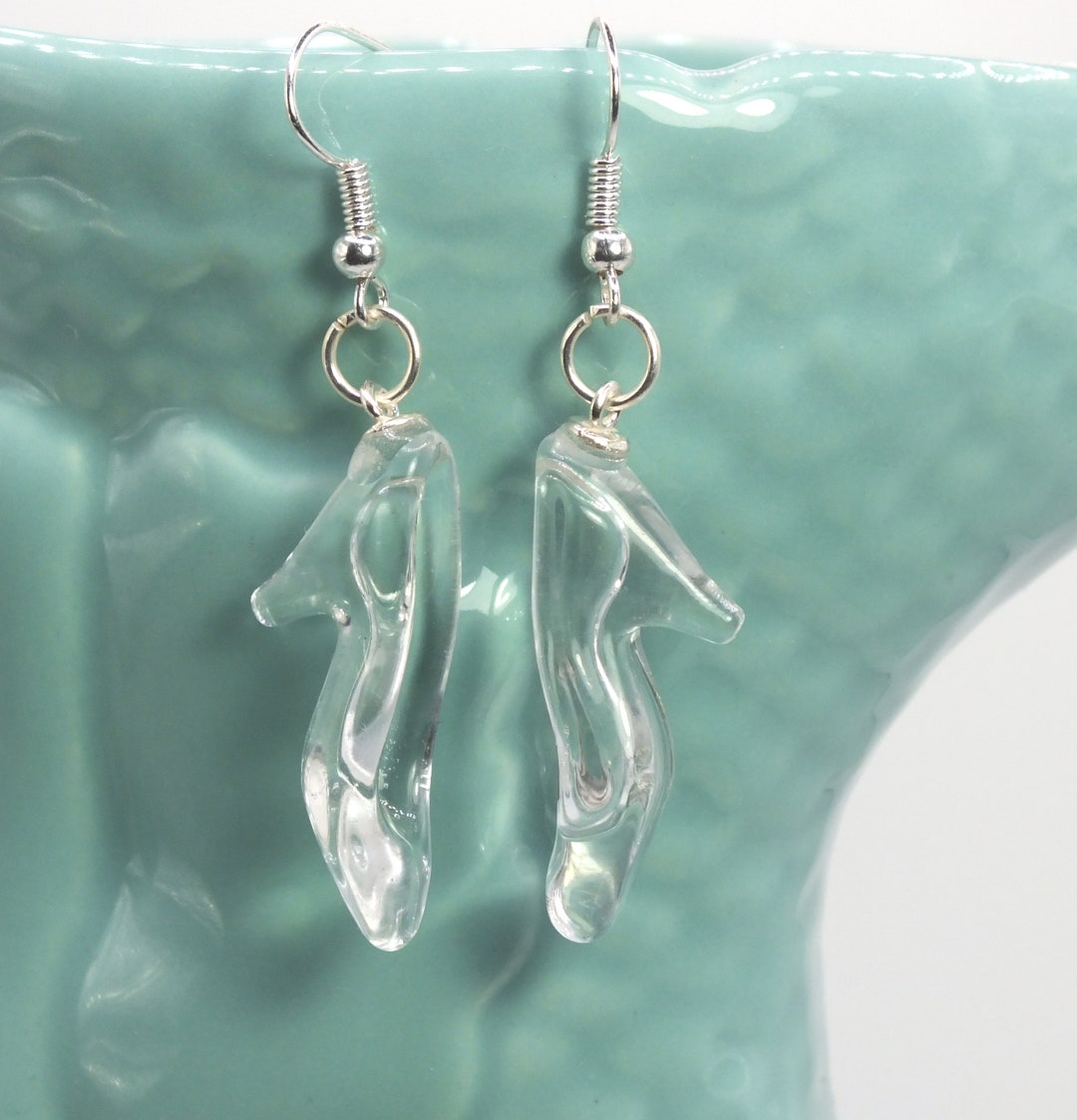 Cinderella Glass Slipper Earrings With Sterling Silver Components