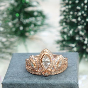 Tangled Rose Gold Ring Crown Cubic Zirconia Rose Gold Sterling Silver or Brass image 6