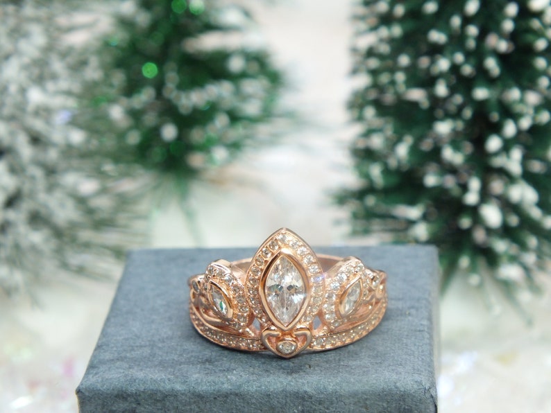 Tangled Rose Gold Ring Crown Cubic Zirconia Rose Gold Sterling Silver or Brass image 6