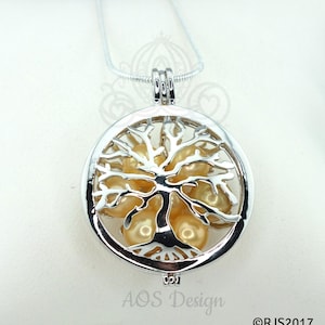 Tree of Life Pearl Cage Pendant Necklace - Silver Plated Mom Jewelry