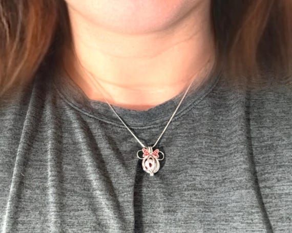 Minnie Mouse Pearl Cage Pendant Necklace Disney Cruise Charm