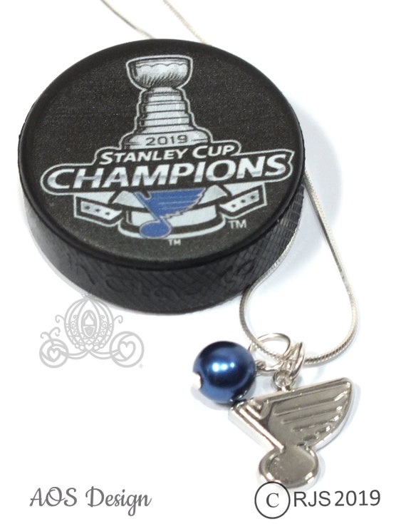 NHL St Louis Blues Hockey Sterling Silver Blue Note Necklace Charm Blue Pearl Official NHL Jewelry