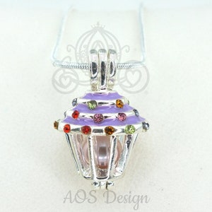 Purple Cupcake Pearl Cage Charm Cute Gift Idea for Her Birthday image 10