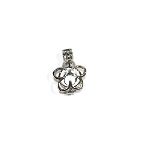 Pick A Pearl Flower Cage Necklace Silver Plumeria Outline Charm Holds a Pearl Bead Gem 18 Silver Necklace image 4