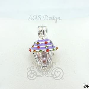 Purple Cupcake Pearl Cage Charm Cute Gift Idea for Her Birthday image 3