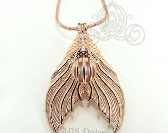 Rose Gold Mermaid Costume Pearl Cage Necklace - Sterling Silver Beach Jewelry