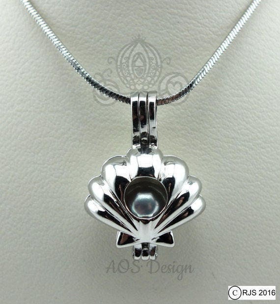 18" Sterling silver sea shell pearl crystal Swan pendant necklace gift box PE5 18" Sterling silver sea shell pearl crystal Swan pendant necklace gift box PE5