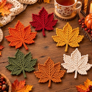 Modèle de feuille d'érable d'automne au crochet, décoration d'automne au crochet (PDF), motif de feuilles d'automne, décoration intérieure pour Thanksgiving, tutoriel de crochet numérique
