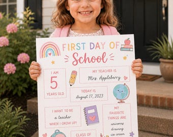 Editable First Day of School Sign | Back to School Board | Printable Canva Template | First Day Photo Prop