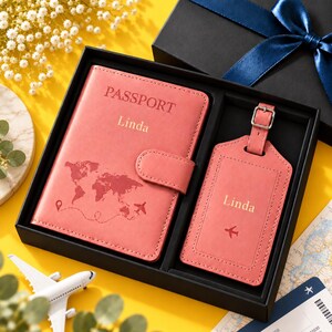 Personalized Passport Holder & Luggage Tag Set, Custom Travel Gift ...