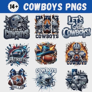 Cowboys Football PNG Bundle – 10 Designs | Dallas Retro Game Day Helmet Clipart | Blue Star Sublimation | 300 DPI Digital Download