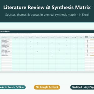 Literature Review Synthesis Matrix Excel – Source & Quote Tracker