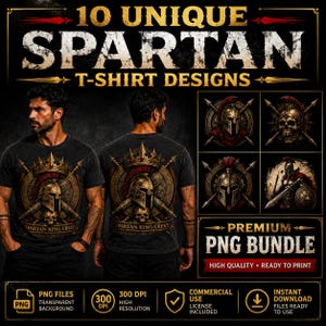 20 Spartanischer Krieger PNG Designs Bündel | Vintage T-Shirt Grafiken | Helm, Wappen & Lambda Symbole | 300 DPI