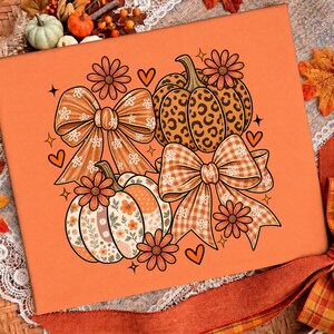 Pompoenstrik met luipaardprint PNG, Coquette Thanksgiving sublimatieontwerp, rustieke herfst patchwork afbeelding, cottagecore herfst digitaal bestand