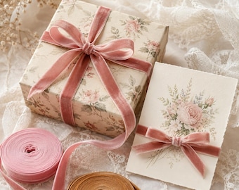 Soft Flocked Velvet Ribbon Roll, 3/8 Inch Craft Ribbon For Hair Bows, Gift Wrapping, And DIY Decor