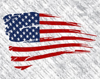 Distressed American Flag USA Design PNG JPG Digital Download