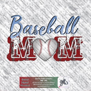 Baseball Mom Baseball Heart  Design PNG JPG Digital Download