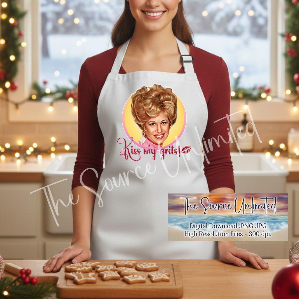 Kiss My Grits, Kiss Lips, Mels Diner Inspired Flo Design PNG JPG