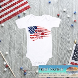 Made In The USA Distressed American Flag Design PNG JPG Digital Download