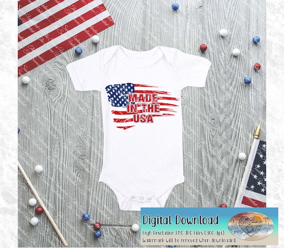 Made In The USA Distressed American Flag Design PNG JPG Digital Download