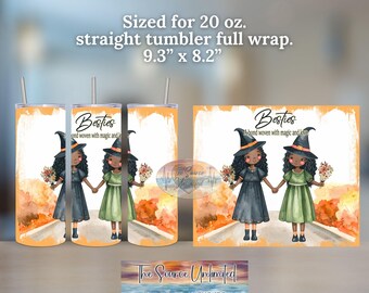 Witch Besties Tumbler Wrap | Halloween Friends Design (Digital Download)