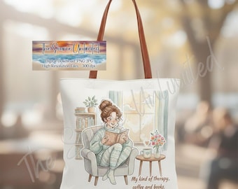 Girl Reading Book, Cozy Book Lover Coffee Art Digital Instant Download Sublimation PNG