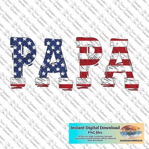 Papa American Flag Design PNG Digital Files Digital Download