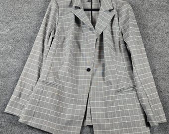 Lane Bryant Blazer Women 22 Grey Glen Plaid Single Button Office