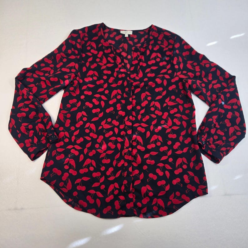 Joie XS Cherry Print Polyester Top image 3