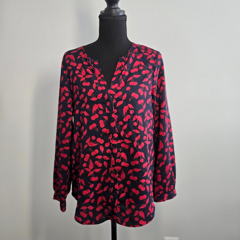 Joie XS Cherry Print Polyester Top image 1