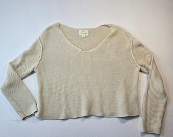 Offline Beige V-Neck Knit Sweater Size S