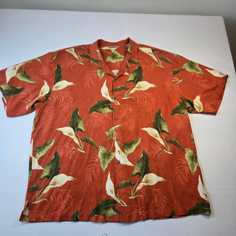 Tommy Bahama Floral Hawaiihemd Rot Large 2XL Bild 1