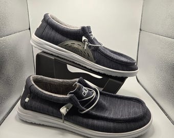 Hey Dude Wally Free Loafers Mens Size 12 Storm Grey like New Slip On Knit Shoes