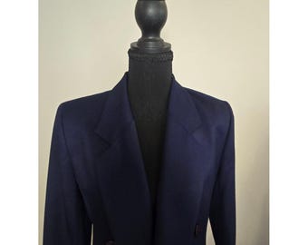 Pendleton Blazer Women 4P Navy Blue 100% Virgin Wool Double Breasted (O1)