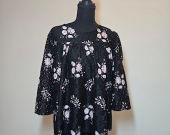 Top de encaje floral LOFT negro talla S