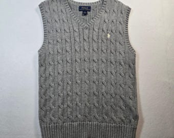 Polo Ralph Lauren Cable Knit Sweater Vest Grey Size 7