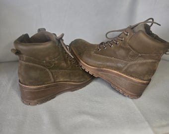Botas de senderismo de cuero marrón, talla 10